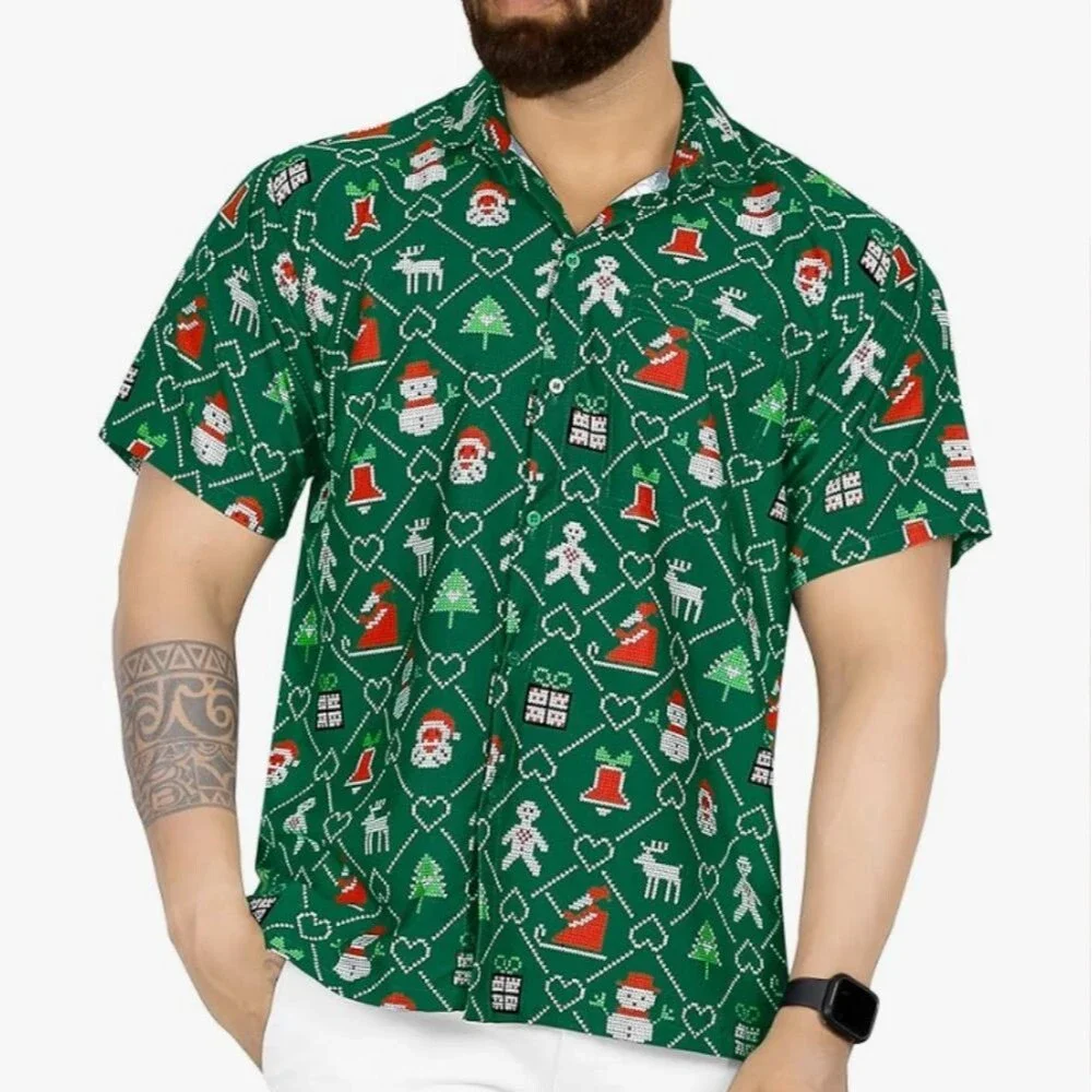 LA LEELA Hawaiian Style Ugly Christmas Sweater Shirt Size 3X NWOT P2P 31 In
